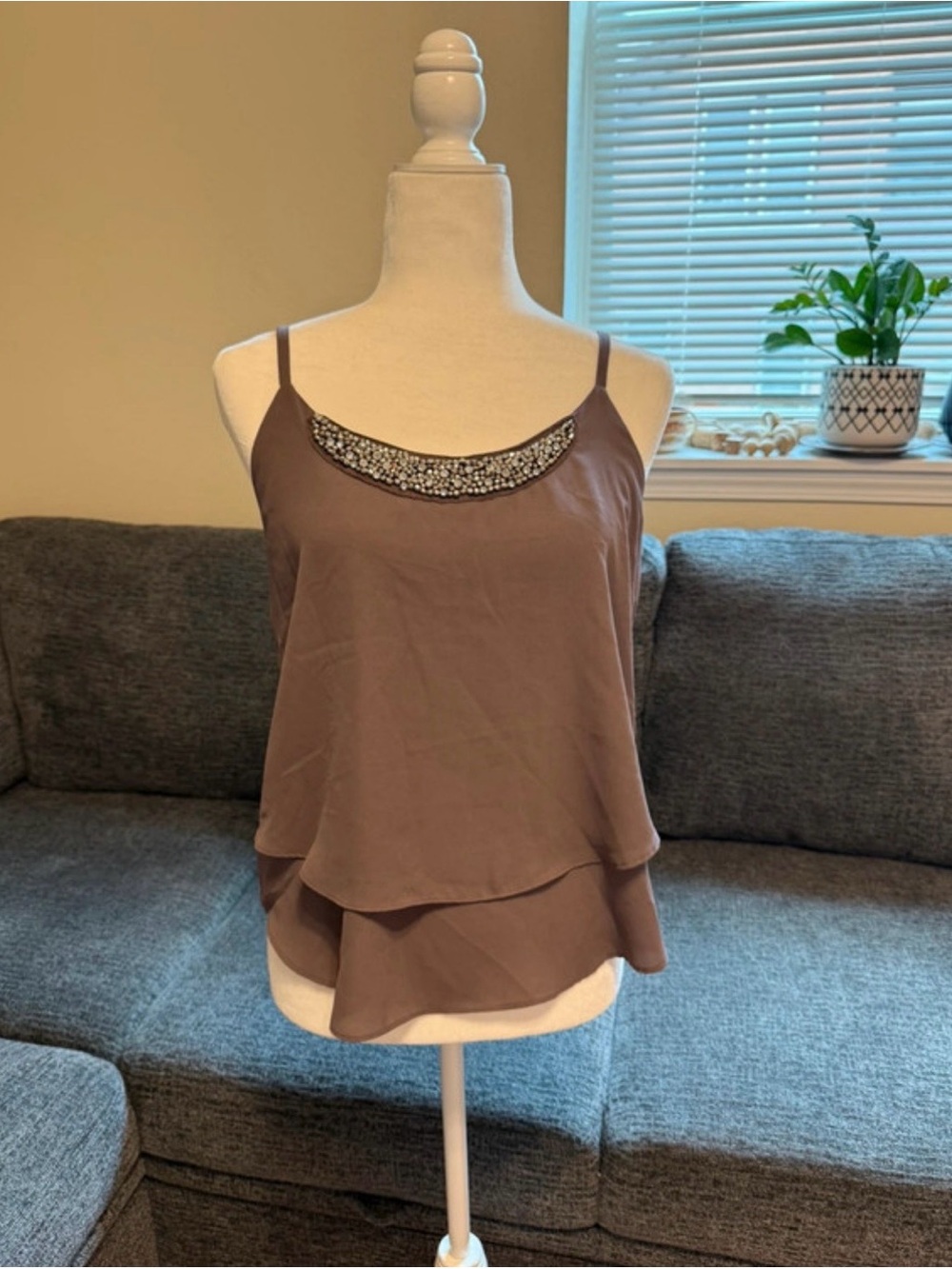 Rhinestone studded dress tank
